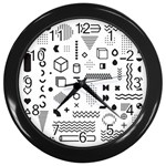 Pattern Hipster Abstract Form Geometric Line Variety Shapes Polkadots Fashion Style Seamless Wall Clock (Black)
