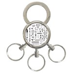 Pattern Hipster Abstract Form Geometric Line Variety Shapes Polkadots Fashion Style Seamless 3-Ring Key Chain