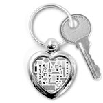 Pattern Hipster Abstract Form Geometric Line Variety Shapes Polkadots Fashion Style Seamless Key Chain (Heart)