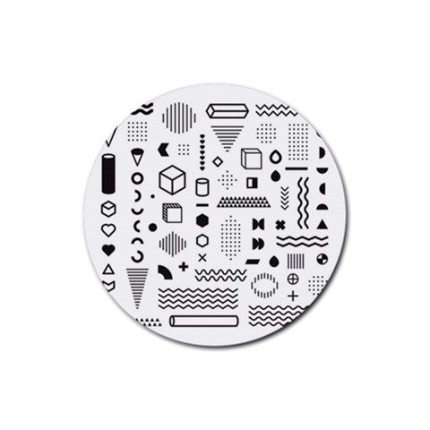 Pattern Hipster Abstract Form Geometric Line Variety Shapes Polkadots Fashion Style Seamless Rubber Round Coaster (4 pack) from ArtsNow.com Front