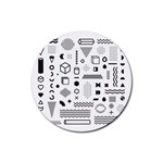 Pattern Hipster Abstract Form Geometric Line Variety Shapes Polkadots Fashion Style Seamless Rubber Round Coaster (4 pack)