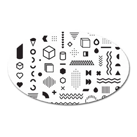 Pattern Hipster Abstract Form Geometric Line Variety Shapes Polkadots Fashion Style Seamless Oval Magnet from ArtsNow.com Front