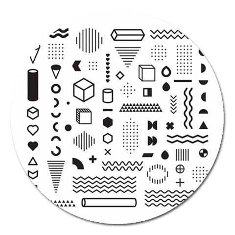 Pattern Hipster Abstract Form Geometric Line Variety Shapes Polkadots Fashion Style Seamless Magnet 5  (Round) from ArtsNow.com Front