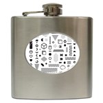 Pattern Hipster Abstract Form Geometric Line Variety Shapes Polkadots Fashion Style Seamless Hip Flask (6 oz)
