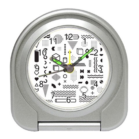 Pattern Hipster Abstract Form Geometric Line Variety Shapes Polkadots Fashion Style Seamless Travel Alarm Clock from ArtsNow.com Front