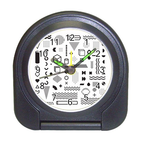 Pattern Hipster Abstract Form Geometric Line Variety Shapes Polkadots Fashion Style Seamless Travel Alarm Clock from ArtsNow.com Front
