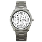 Pattern Hipster Abstract Form Geometric Line Variety Shapes Polkadots Fashion Style Seamless Sport Metal Watch