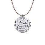 Pattern Hipster Abstract Form Geometric Line Variety Shapes Polkadots Fashion Style Seamless 1  Button Necklace