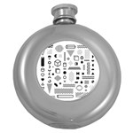 Pattern Hipster Abstract Form Geometric Line Variety Shapes Polkadots Fashion Style Seamless Round Hip Flask (5 oz)