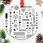 Pattern Hipster Abstract Form Geometric Line Variety Shapes Polkadots Fashion Style Seamless Round Ornament (Two Sides)