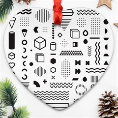 Pattern Hipster Abstract Form Geometric Line Variety Shapes Polkadots Fashion Style Seamless Heart Ornament (Two Sides) from ArtsNow.com Front