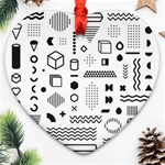 Pattern Hipster Abstract Form Geometric Line Variety Shapes Polkadots Fashion Style Seamless Heart Ornament (Two Sides)