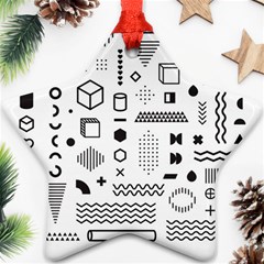 Pattern Hipster Abstract Form Geometric Line Variety Shapes Polkadots Fashion Style Seamless Star Ornament (Two Sides) from ArtsNow.com Front