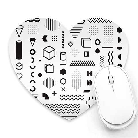 Pattern Hipster Abstract Form Geometric Line Variety Shapes Polkadots Fashion Style Seamless Heart Mousepad from ArtsNow.com Front