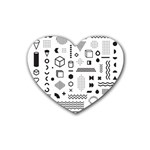 Pattern Hipster Abstract Form Geometric Line Variety Shapes Polkadots Fashion Style Seamless Rubber Heart Coaster (4 pack)