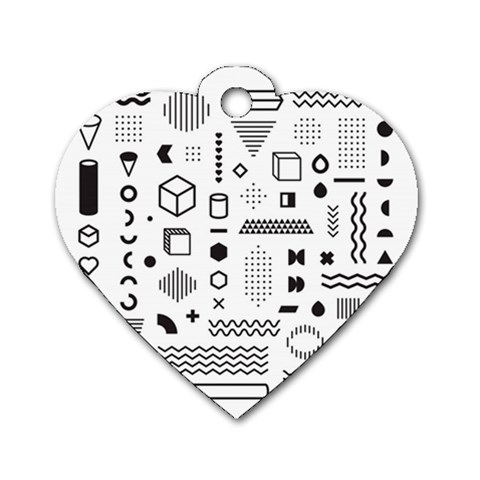Pattern Hipster Abstract Form Geometric Line Variety Shapes Polkadots Fashion Style Seamless Dog Tag Heart (One Side) from ArtsNow.com Front