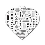 Pattern Hipster Abstract Form Geometric Line Variety Shapes Polkadots Fashion Style Seamless Dog Tag Heart (Two Sides)