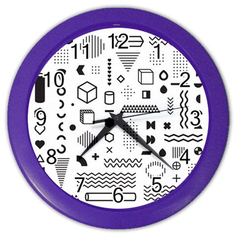 Pattern Hipster Abstract Form Geometric Line Variety Shapes Polkadots Fashion Style Seamless Color Wall Clock from ArtsNow.com Front