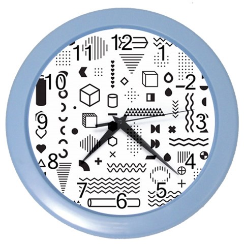 Pattern Hipster Abstract Form Geometric Line Variety Shapes Polkadots Fashion Style Seamless Color Wall Clock from ArtsNow.com Front