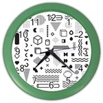 Pattern Hipster Abstract Form Geometric Line Variety Shapes Polkadots Fashion Style Seamless Color Wall Clock