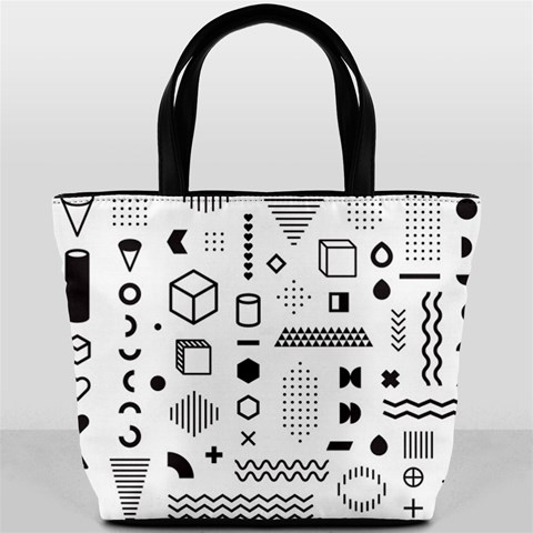 Pattern Hipster Abstract Form Geometric Line Variety Shapes Polkadots Fashion Style Seamless Bucket Bag from ArtsNow.com Front