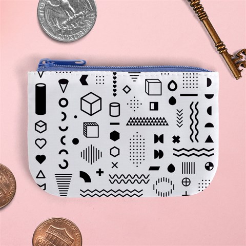 Pattern Hipster Abstract Form Geometric Line Variety Shapes Polkadots Fashion Style Seamless Mini Coin Purse from ArtsNow.com Front