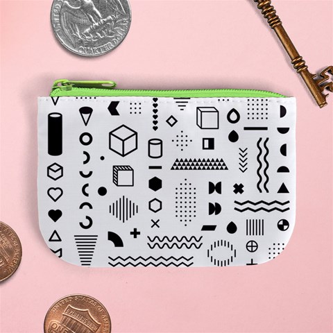 Pattern Hipster Abstract Form Geometric Line Variety Shapes Polkadots Fashion Style Seamless Mini Coin Purse from ArtsNow.com Front