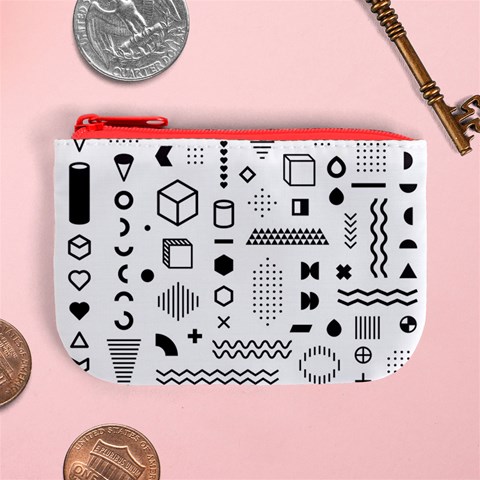 Pattern Hipster Abstract Form Geometric Line Variety Shapes Polkadots Fashion Style Seamless Mini Coin Purse from ArtsNow.com Front