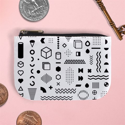 Pattern Hipster Abstract Form Geometric Line Variety Shapes Polkadots Fashion Style Seamless Mini Coin Purse from ArtsNow.com Front