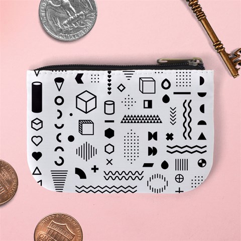 Pattern Hipster Abstract Form Geometric Line Variety Shapes Polkadots Fashion Style Seamless Mini Coin Purse from ArtsNow.com Back