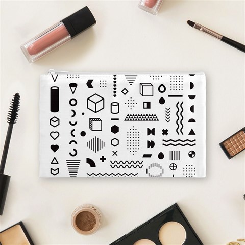 Pattern Hipster Abstract Form Geometric Line Variety Shapes Polkadots Fashion Style Seamless Cosmetic Bag (Medium) from ArtsNow.com Front
