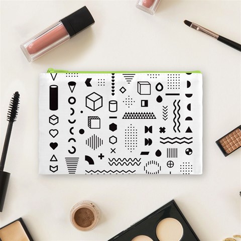 Pattern Hipster Abstract Form Geometric Line Variety Shapes Polkadots Fashion Style Seamless Cosmetic Bag (Medium) from ArtsNow.com Front