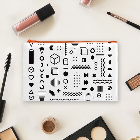 Pattern Hipster Abstract Form Geometric Line Variety Shapes Polkadots Fashion Style Seamless Cosmetic Bag (Medium) from ArtsNow.com Front