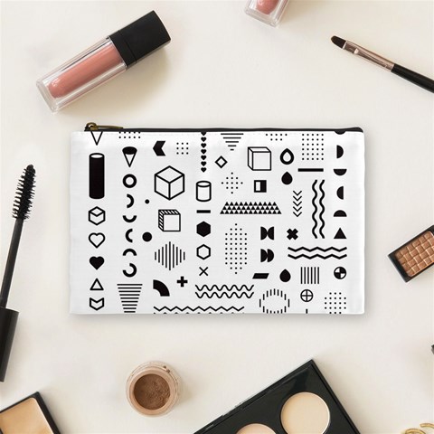 Pattern Hipster Abstract Form Geometric Line Variety Shapes Polkadots Fashion Style Seamless Cosmetic Bag (Medium) from ArtsNow.com Front