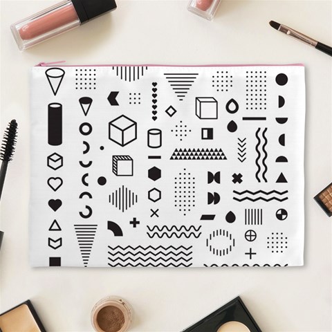 Pattern Hipster Abstract Form Geometric Line Variety Shapes Polkadots Fashion Style Seamless Cosmetic Bag (XL) from ArtsNow.com Front