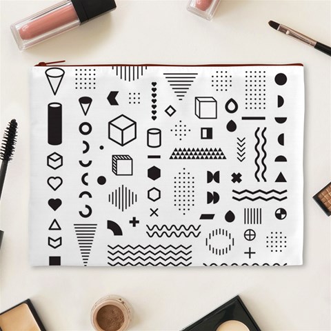 Pattern Hipster Abstract Form Geometric Line Variety Shapes Polkadots Fashion Style Seamless Cosmetic Bag (XL) from ArtsNow.com Front