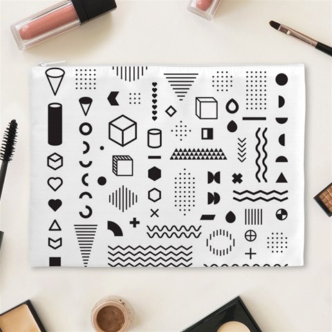 Pattern Hipster Abstract Form Geometric Line Variety Shapes Polkadots Fashion Style Seamless Cosmetic Bag (XL) from ArtsNow.com Front