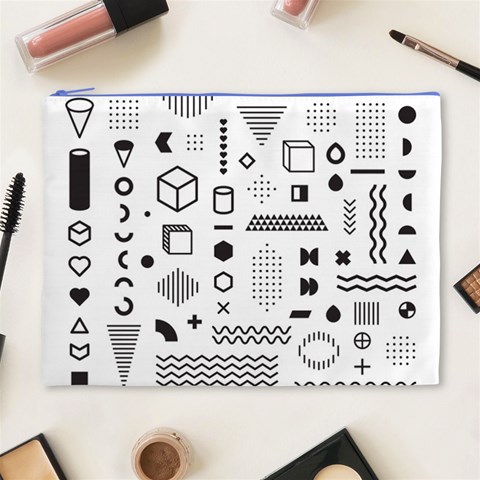 Pattern Hipster Abstract Form Geometric Line Variety Shapes Polkadots Fashion Style Seamless Cosmetic Bag (XL) from ArtsNow.com Front