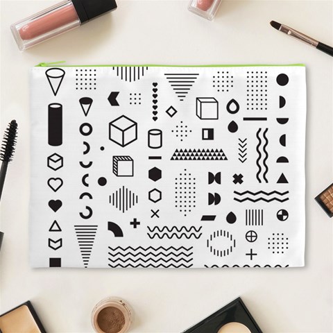 Pattern Hipster Abstract Form Geometric Line Variety Shapes Polkadots Fashion Style Seamless Cosmetic Bag (XL) from ArtsNow.com Front