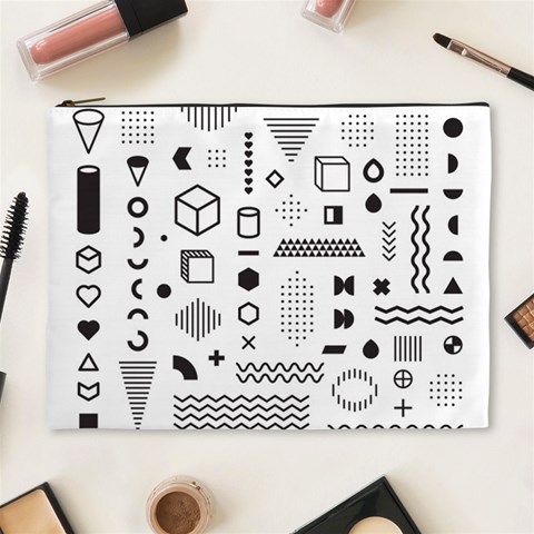 Pattern Hipster Abstract Form Geometric Line Variety Shapes Polkadots Fashion Style Seamless Cosmetic Bag (XL) from ArtsNow.com Front