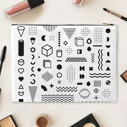Pattern Hipster Abstract Form Geometric Line Variety Shapes Polkadots Fashion Style Seamless Cosmetic Bag (XL) from ArtsNow.com Back