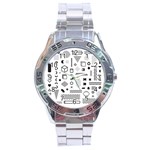 Pattern Hipster Abstract Form Geometric Line Variety Shapes Polkadots Fashion Style Seamless Stainless Steel Analogue Watch
