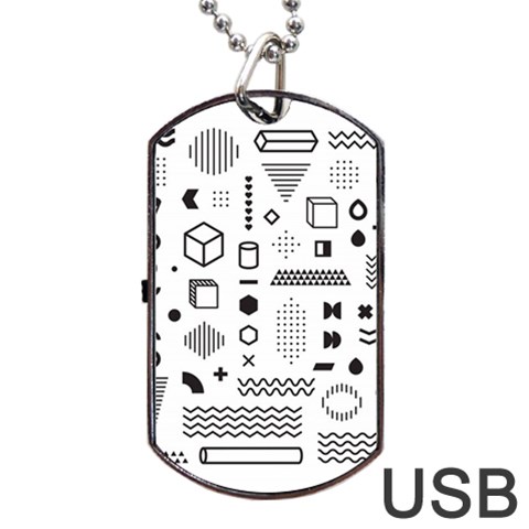 Pattern Hipster Abstract Form Geometric Line Variety Shapes Polkadots Fashion Style Seamless Dog Tag USB Flash (One Side) from ArtsNow.com Front