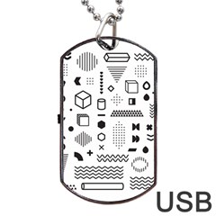 Pattern Hipster Abstract Form Geometric Line Variety Shapes Polkadots Fashion Style Seamless Dog Tag USB Flash (Two Sides) from ArtsNow.com Front