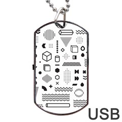 Pattern Hipster Abstract Form Geometric Line Variety Shapes Polkadots Fashion Style Seamless Dog Tag USB Flash (Two Sides) from ArtsNow.com Back