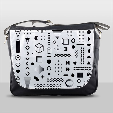 Pattern Hipster Abstract Form Geometric Line Variety Shapes Polkadots Fashion Style Seamless Messenger Bag from ArtsNow.com Front