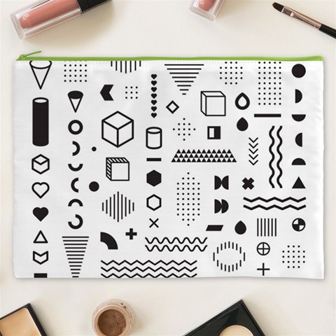 Pattern Hipster Abstract Form Geometric Line Variety Shapes Polkadots Fashion Style Seamless Cosmetic Bag (XXXL) from ArtsNow.com Front