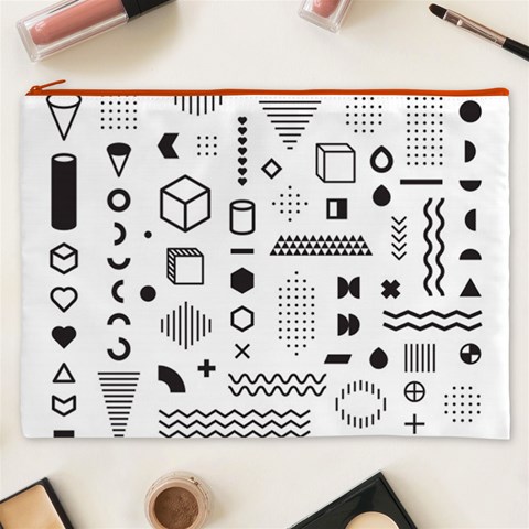 Pattern Hipster Abstract Form Geometric Line Variety Shapes Polkadots Fashion Style Seamless Cosmetic Bag (XXXL) from ArtsNow.com Front