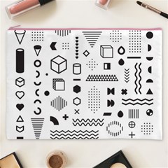 Pattern Hipster Abstract Form Geometric Line Variety Shapes Polkadots Fashion Style Seamless Cosmetic Bag (XXXL) from ArtsNow.com Front
