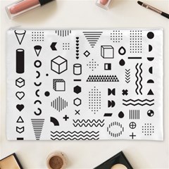 Pattern Hipster Abstract Form Geometric Line Variety Shapes Polkadots Fashion Style Seamless Cosmetic Bag (XXXL) from ArtsNow.com Front
